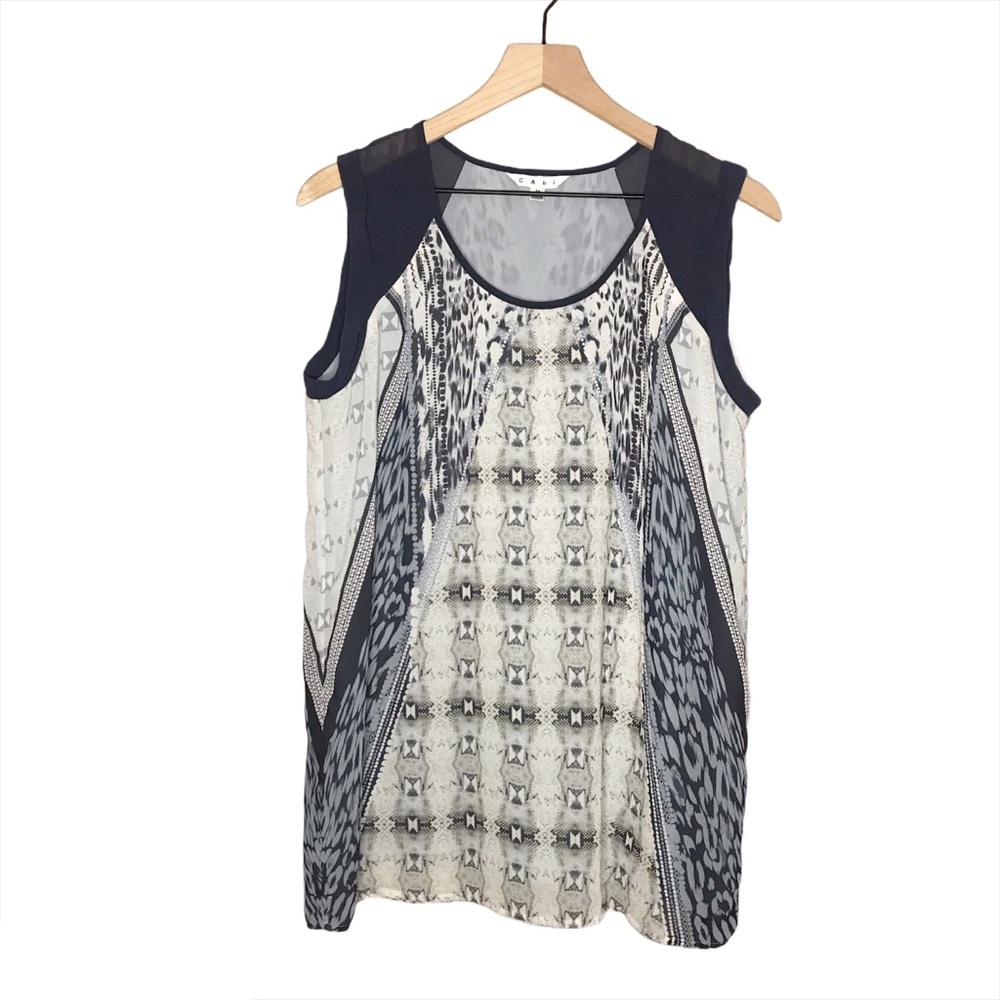 Cabi Sleeveless Mixed Print Tunic Top 253 in Blue M